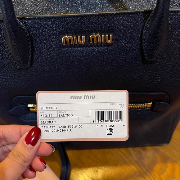 NWT MIU MIU Leather Handbag (Navy) - Picture 6 of 11